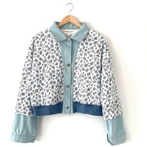 Bobbie Wren Free People Floral Denim Cotton Cropped Jacket Selina Gomes worned